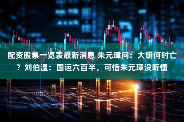 配资股票一览表最新消息 朱元璋问：大明何时亡？刘伯温：国运六百半，可惜朱元璋没听懂