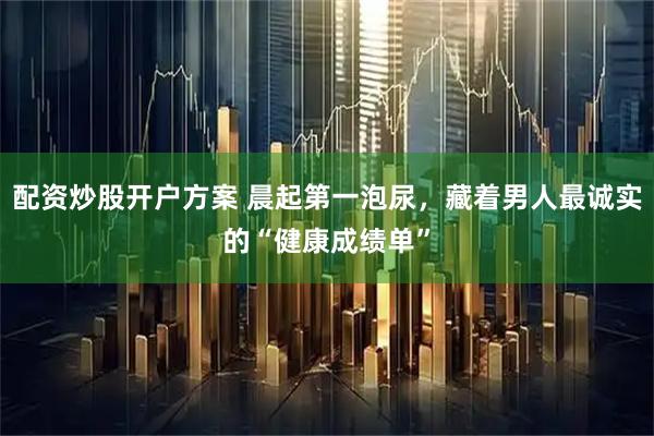 配资炒股开户方案 晨起第一泡尿，藏着男人最诚实的“健康成绩单”